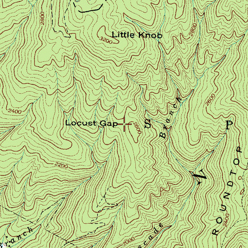 Topographic Map of Locust Gap, NC