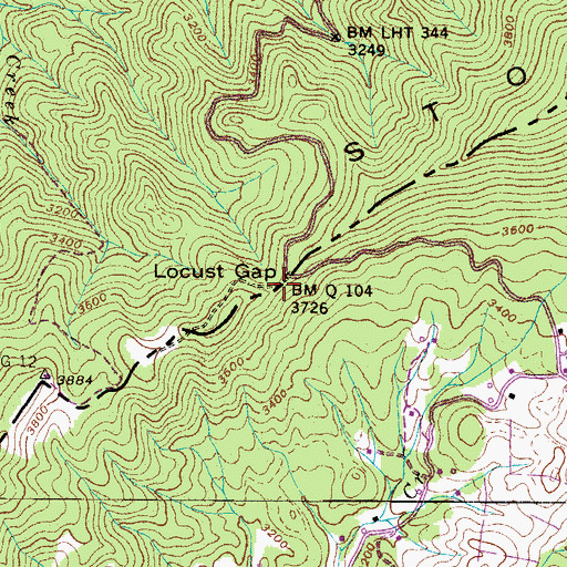 Topographic Map of Locust Gap, NC