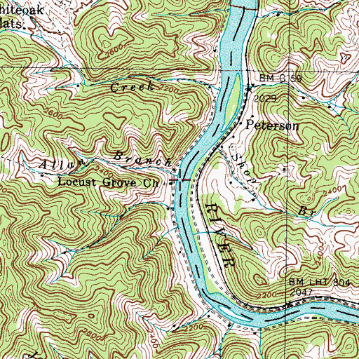 Topographic Map of Locust Grove Church, NC