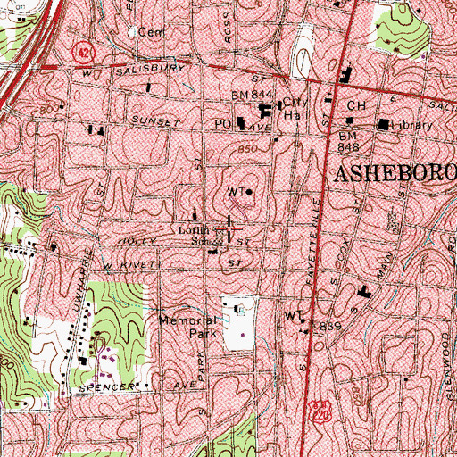 Topographic Map of Loflin School, NC