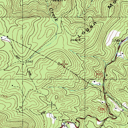 Topographic Map of Logan Mountain, NC