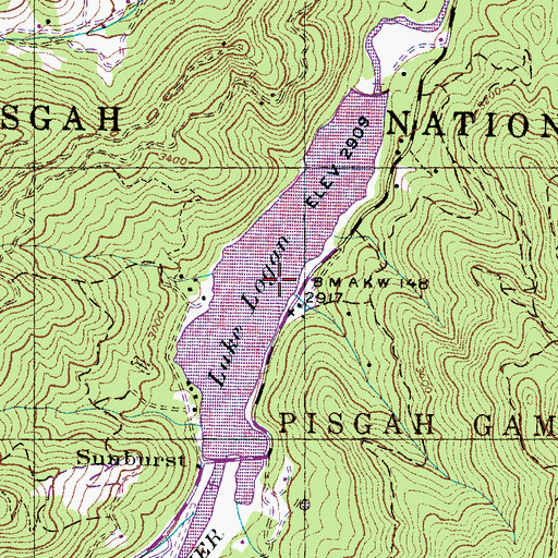 Topographic Map of Lake Logan, NC