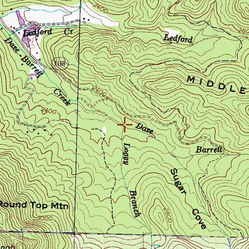 Topographic Map of Loggy Branch, NC