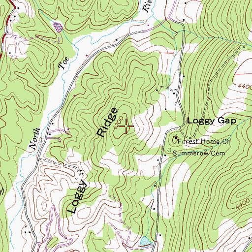 Topographic Map of Loggy Ridge, NC