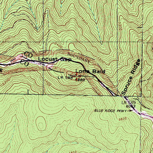 Topographic Map of Lone Bald, NC