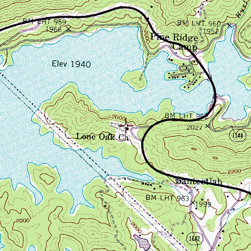 Topographic Map of Lone Oak Church, NC