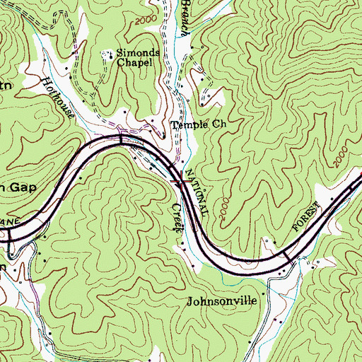 Topographic Map of Long Branch, NC