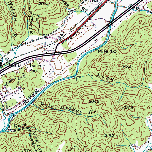 Topographic Map of Long Branch, NC