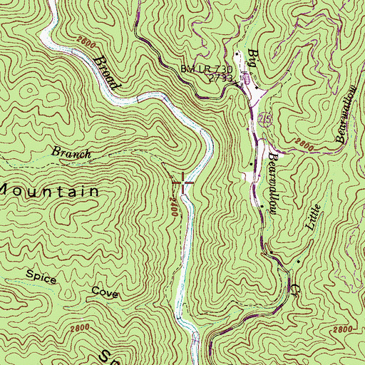 Topographic Map of Long Branch, NC