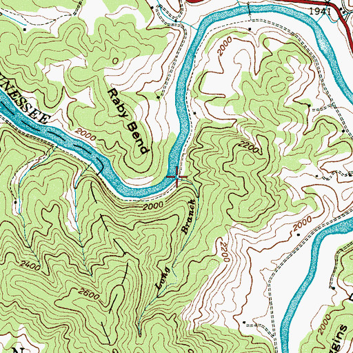 Topographic Map of Long Branch, NC