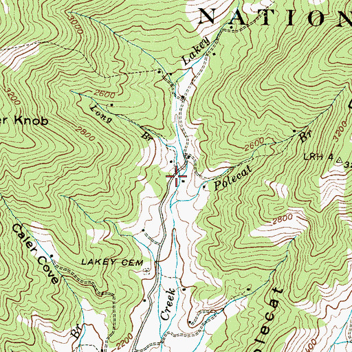 Topographic Map of Long Branch, NC