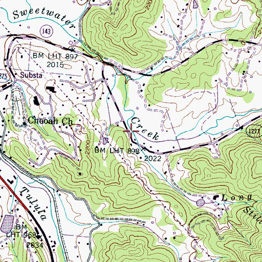 Topographic Map of Long Branch, NC