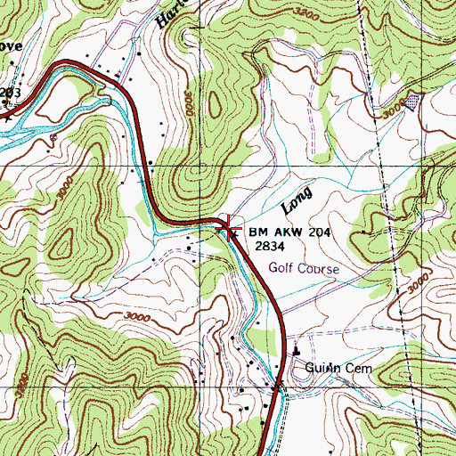 Topographic Map of Long Branch, NC
