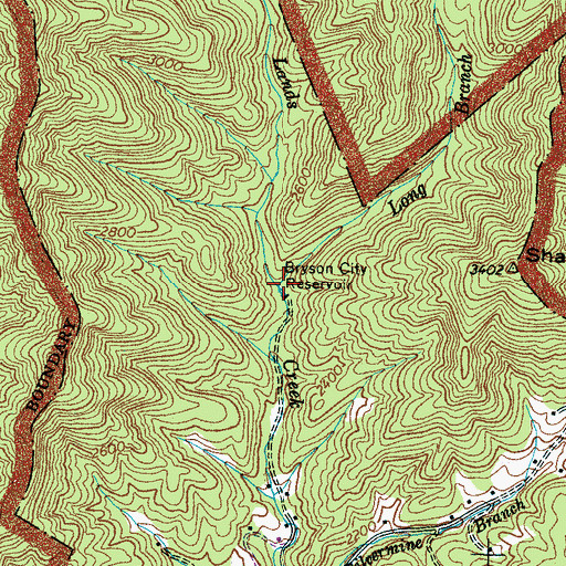 Topographic Map of Long Branch, NC