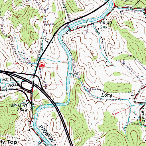 Topographic Map of Long Branch, NC