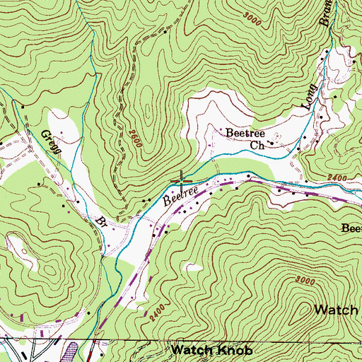 Topographic Map of Long Branch, NC