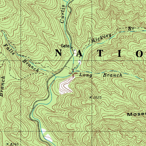 Topographic Map of Long Branch, NC