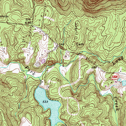 Topographic Map of Long Branch, NC