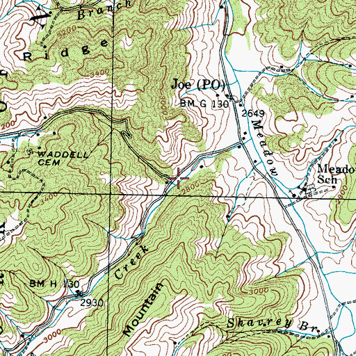 Topographic Map of Long Branch, NC