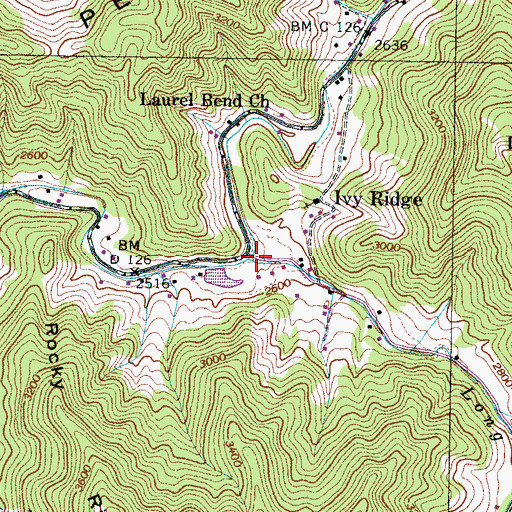 Topographic Map of Long Branch, NC