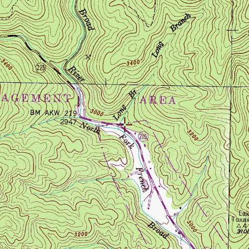 Topographic Map of Long Branch, NC