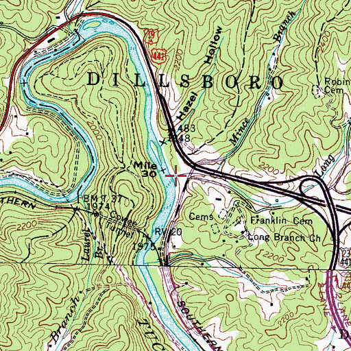 Topographic Map of Long Branch, NC