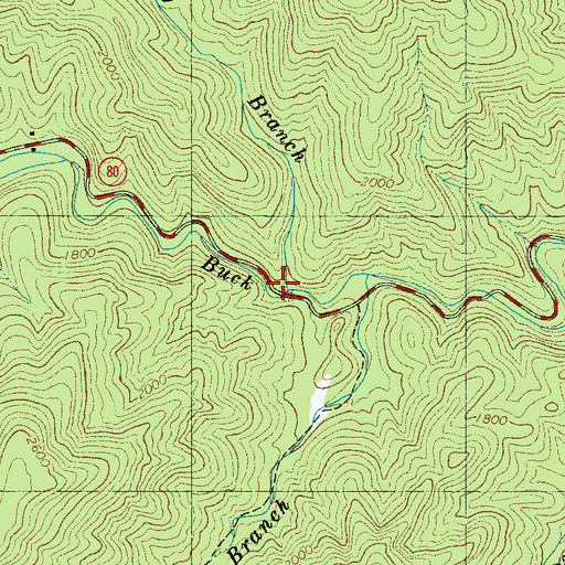 Topographic Map of Long Branch, NC