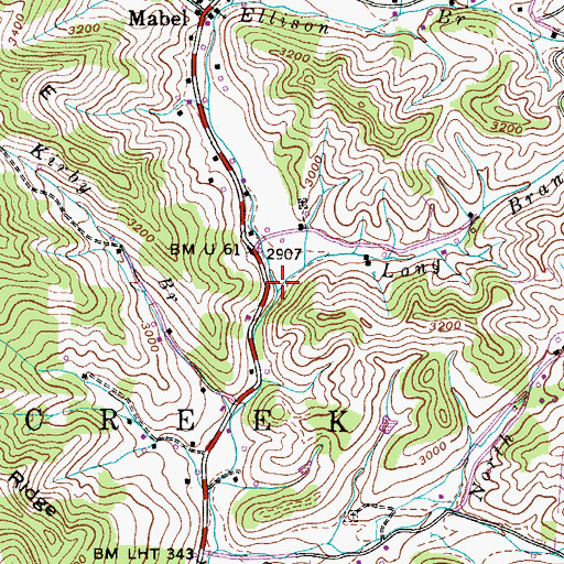 Topographic Map of Long Branch, NC