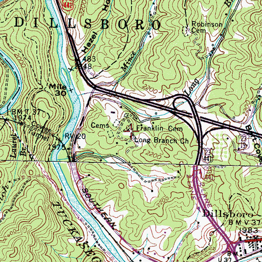 Topographic Map of Long Branch Church, NC