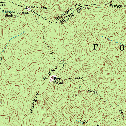 Topographic Map of Long Hungry Ridge, NC