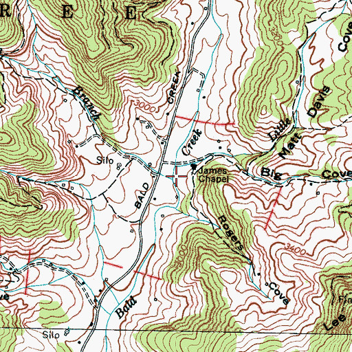 Topographic Map of Long Levels Branch, NC