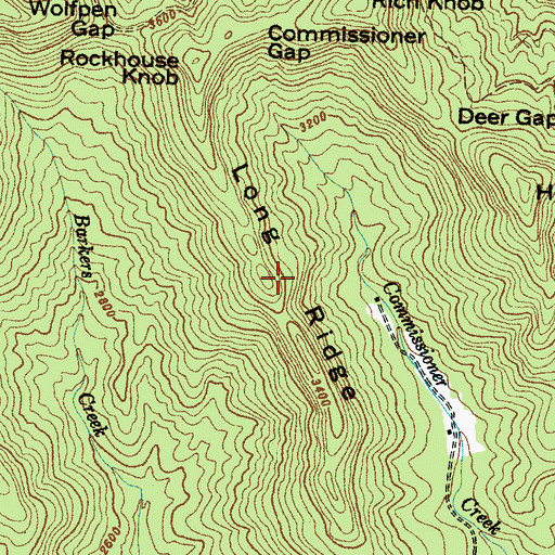 Topographic Map of Long Ridge, NC