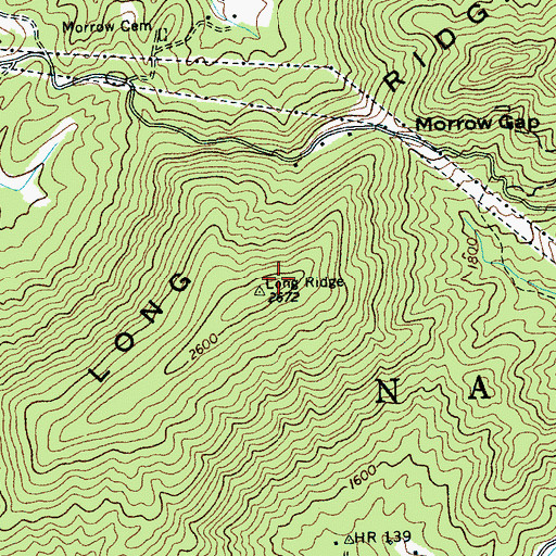 Topographic Map of Long Ridge, NC