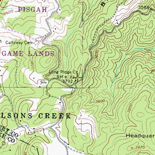 Topographic Map of Long Ridge Church, NC