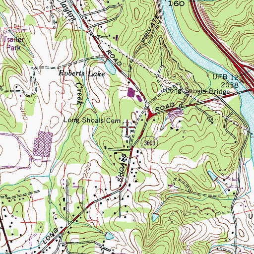 Topographic Map of Long Shoals Cemetery, NC