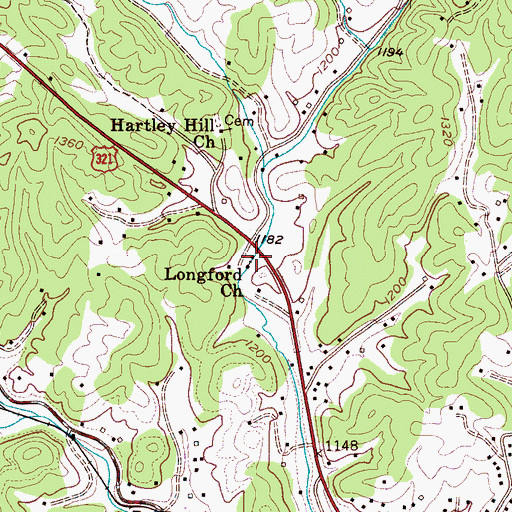 Topographic Map of Longford Church, NC