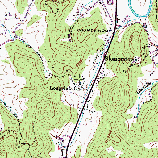 Topographic Map of Longview Church, NC