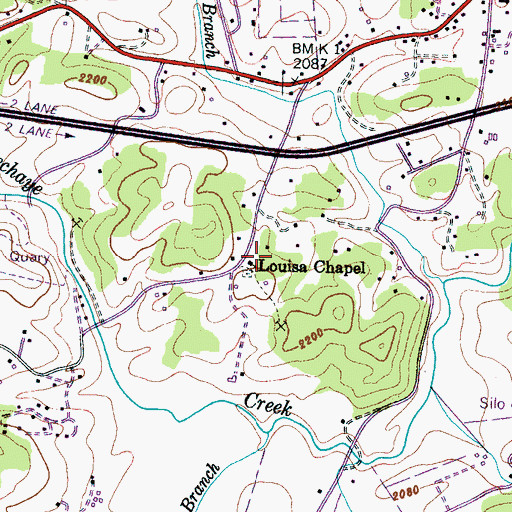 Topographic Map of Louisa Chapel, NC