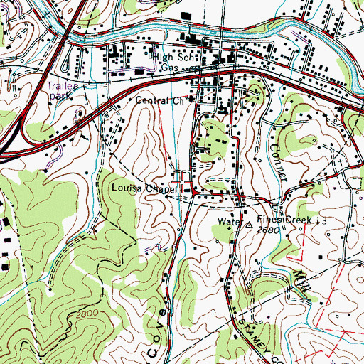 Topographic Map of Louisa Chapel, NC
