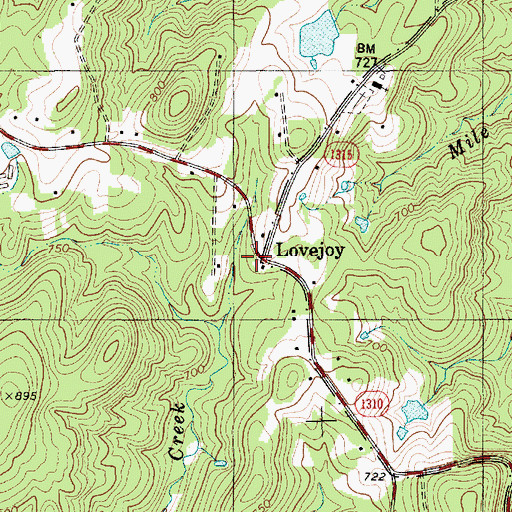 Topographic Map of Lovejoy, NC