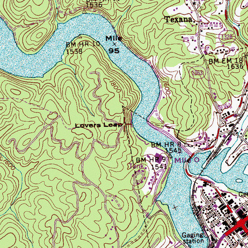 Topographic Map of Lovers Leap, NC