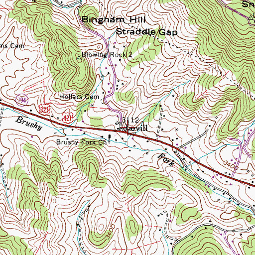 Topographic Map of Lovill, NC