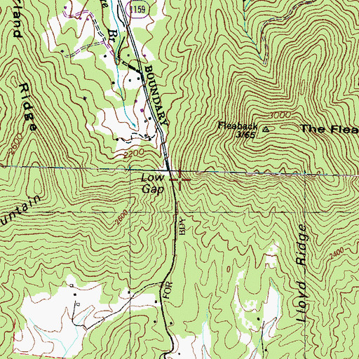 Topographic Map of Low Gap, NC
