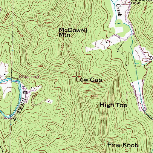 Topographic Map of Low Gap, NC
