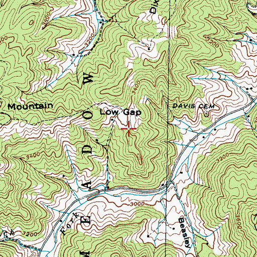 Topographic Map of Low Gap, NC