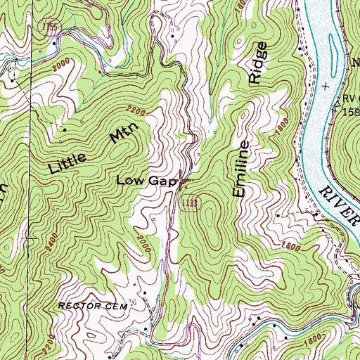 Topographic Map of Low Gap, NC
