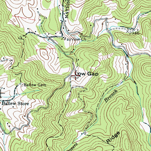 Topographic Map of Low Gap, NC