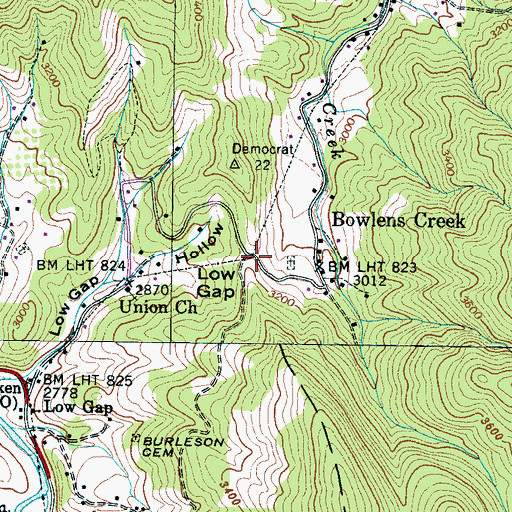 Topographic Map of Low Gap, NC