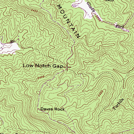 Topographic Map of Low Notch Gap, NC