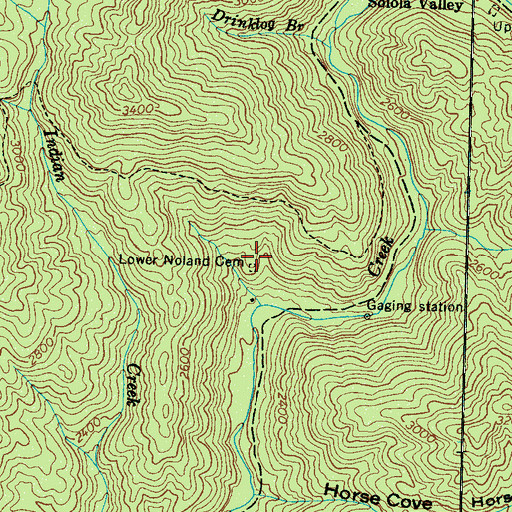 Topographic Map of Lower Noland - Monteith Cemetery, NC